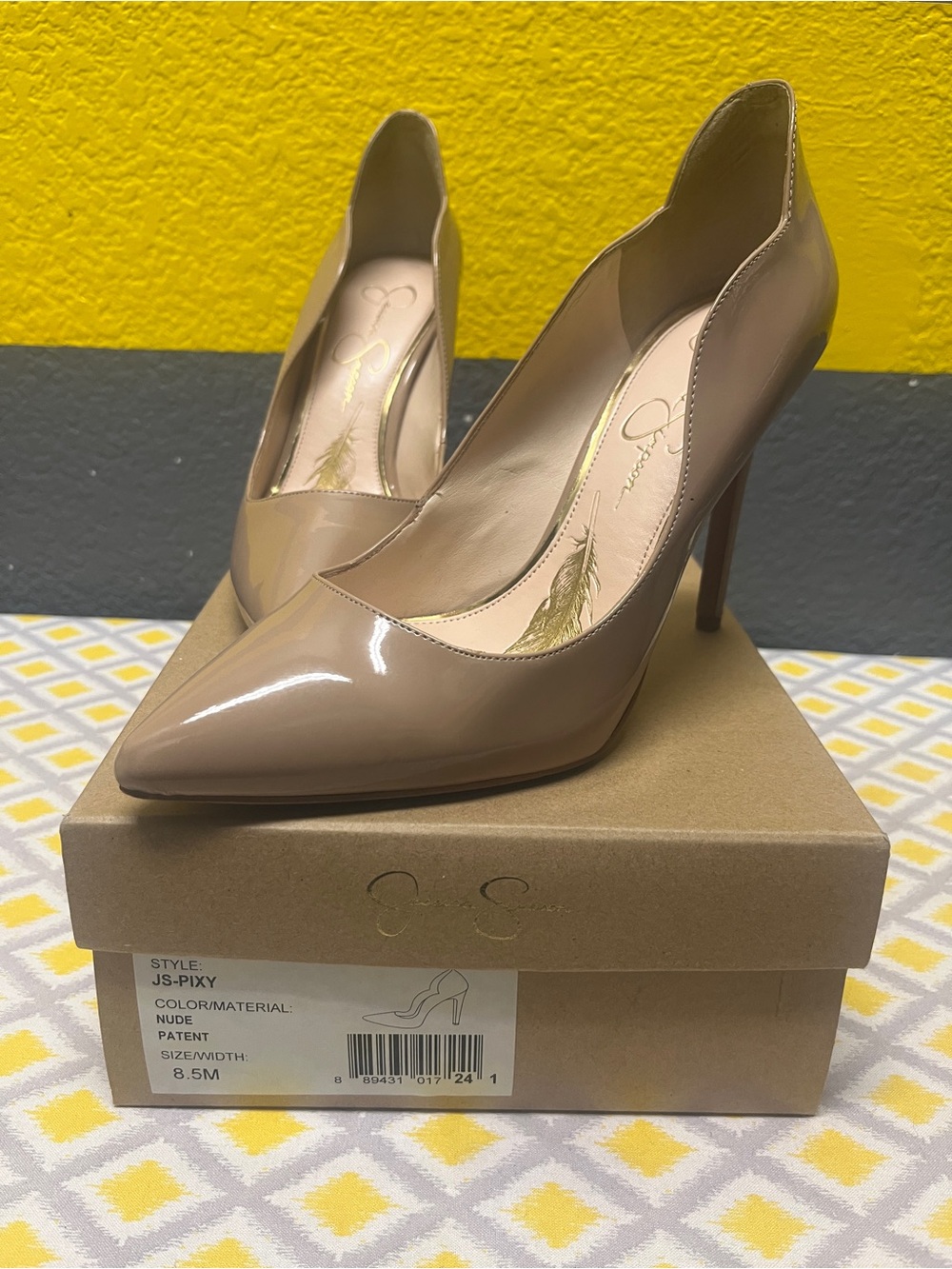 Jessica Simpson Patent Nude Pointed Toe Stiletto Pumps